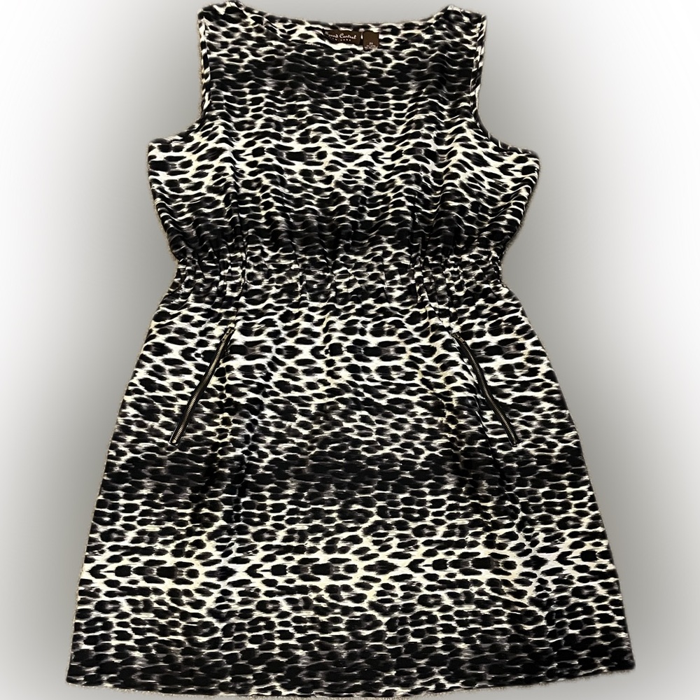 Speed Control Black and White Animal Print Cowl Neck Sleeveless Dress size 2X